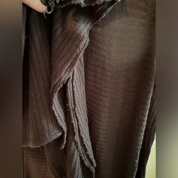 We The Free People Lover Ribbed Black Split Back Ribbed Raw Hem Medium - Picture 6 of 12